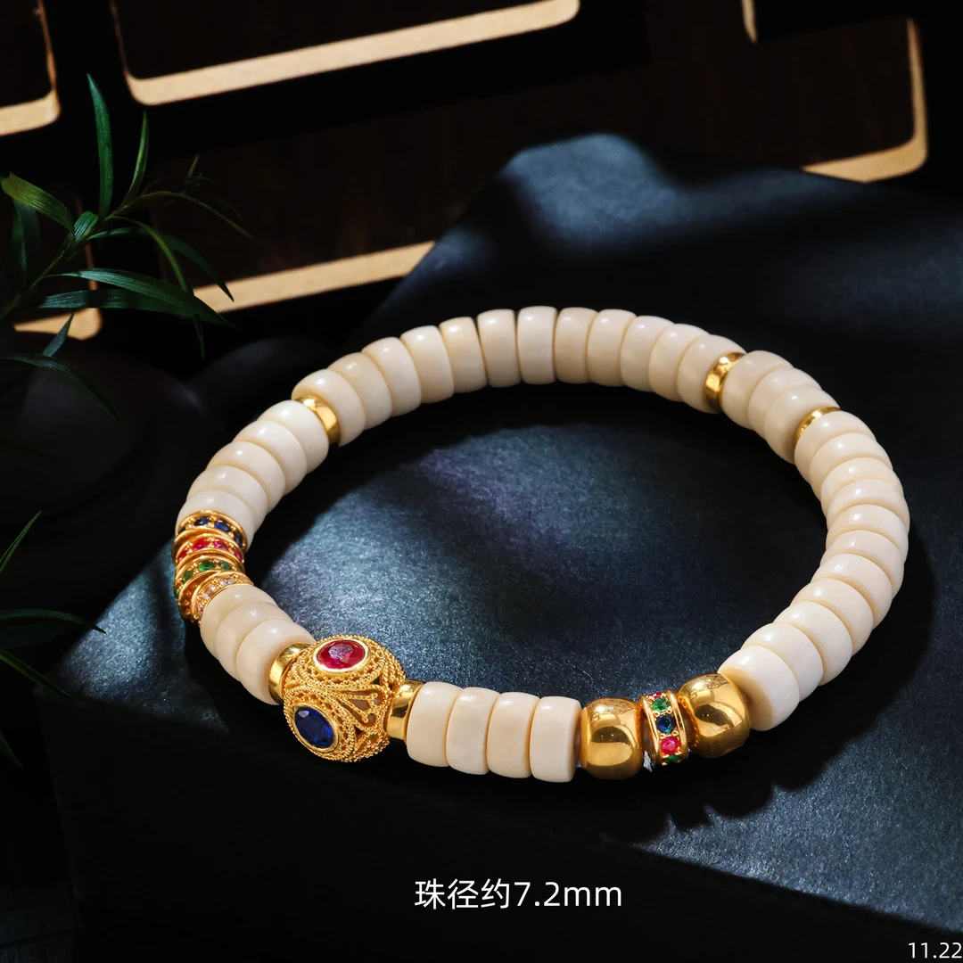 【金豆原创】清兮||猛犸牙直切手串●蜻蜓眼豪镶直切设计1+8高阶K版E