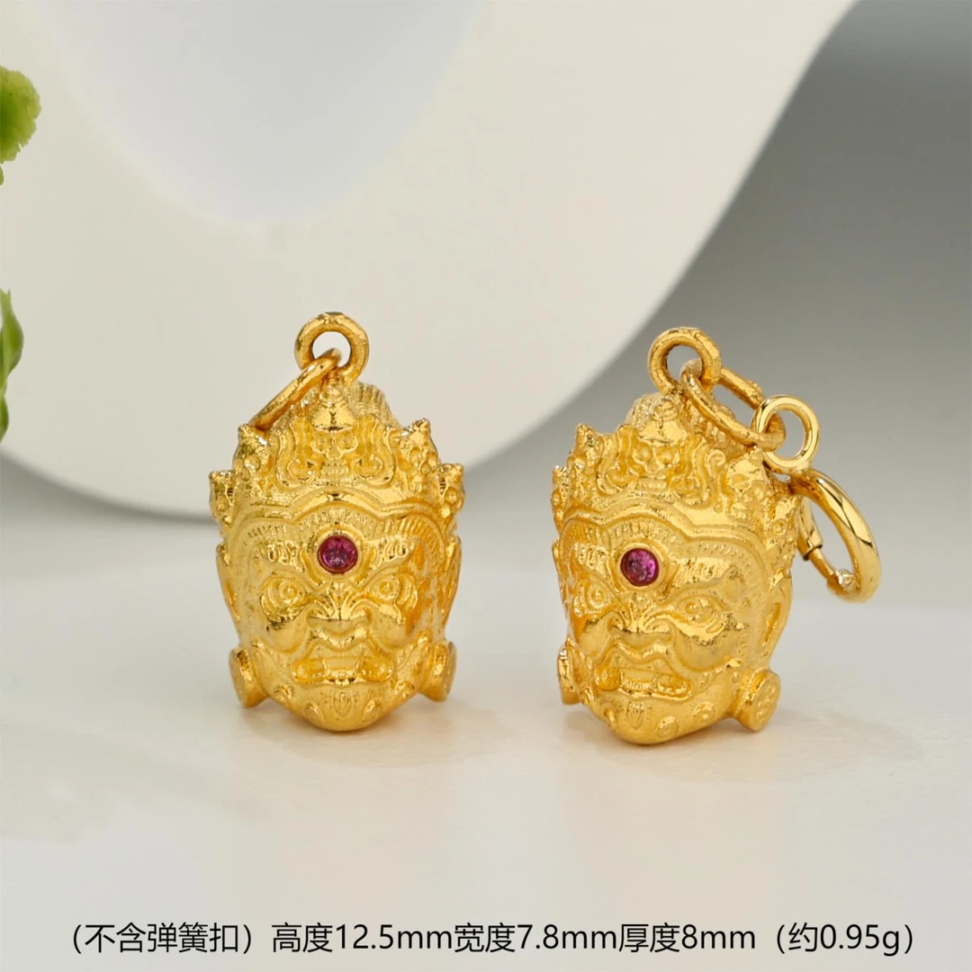 【金豆】18K金素金大黑天滴溜挂坠配件