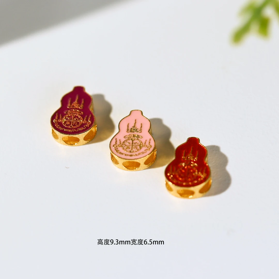 【金豆珠宝】18K金烧蓝钱袋子隔珠顶珠背云手链DIY配件配饰--JC3072