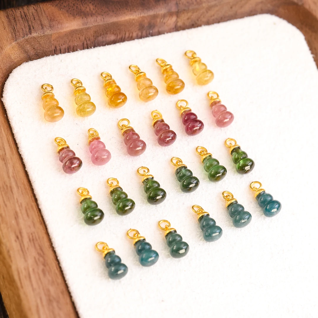 【金豆】18K金天然碧玺葫芦小滴溜挂坠手串项链配件(多样性发一)D