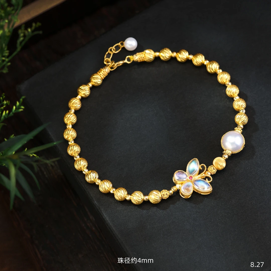 【金豆】蝴蝶仙子||18K金设计款爆闪金手链