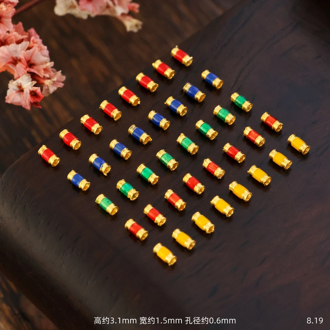 【金豆】18K金五色经幡小金管项链手链DIY小细管彩虹金管E