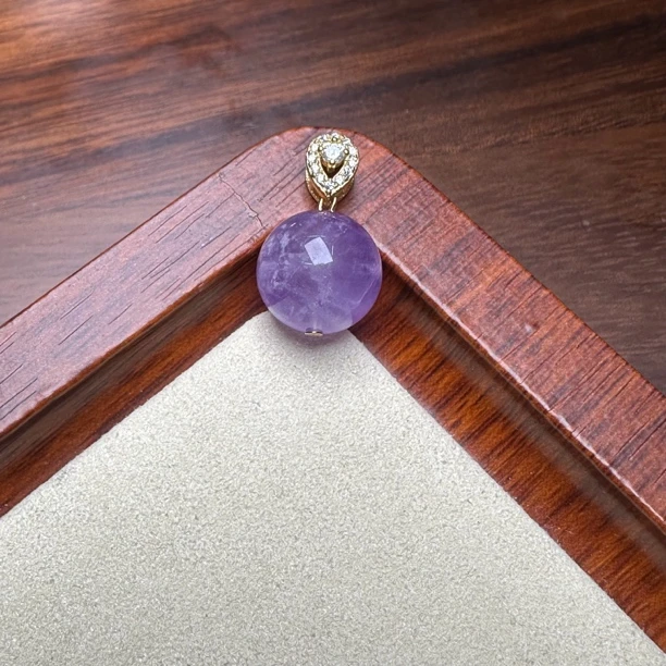 【艺品堂】情缘 14mm紫水晶吊坠-圆珠项链