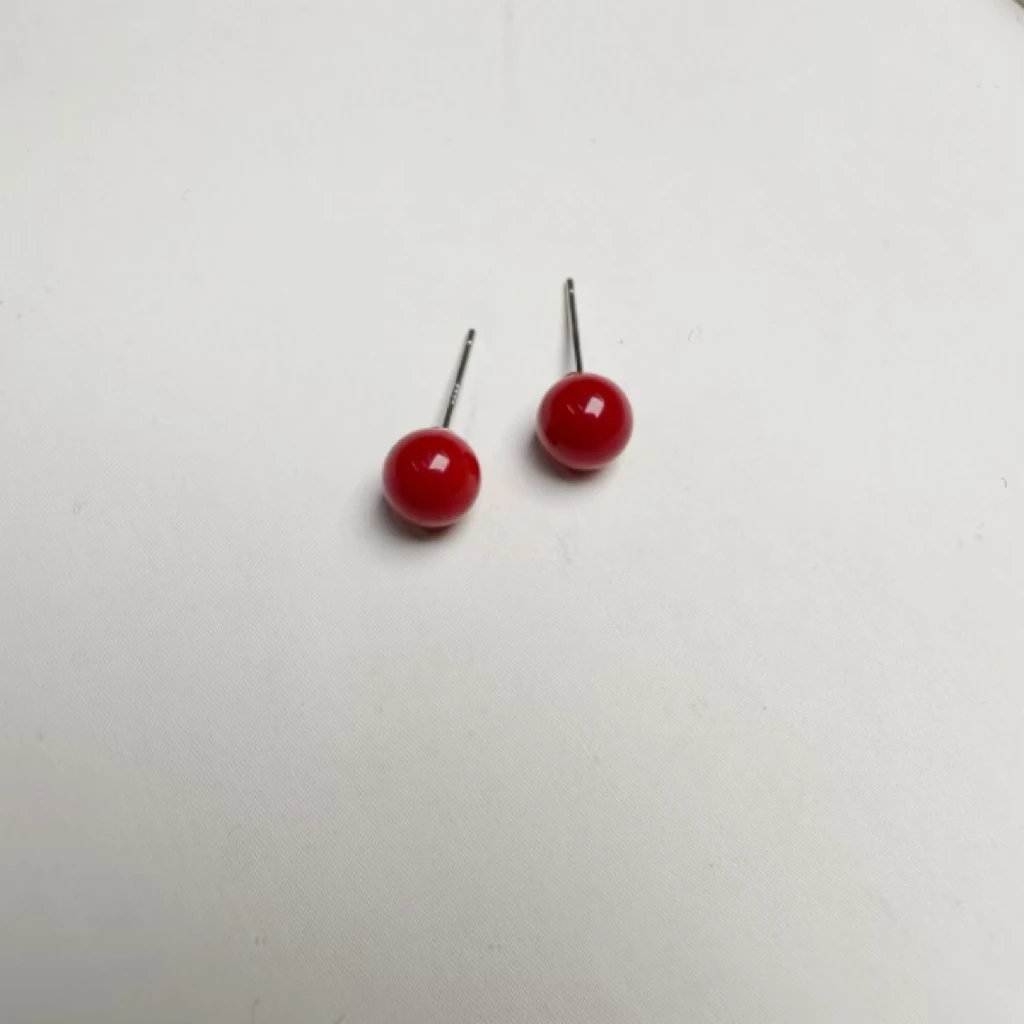 【艺品堂】6mm+ 红色时尚饰品圆珠耳饰-一对- 多样性发其一