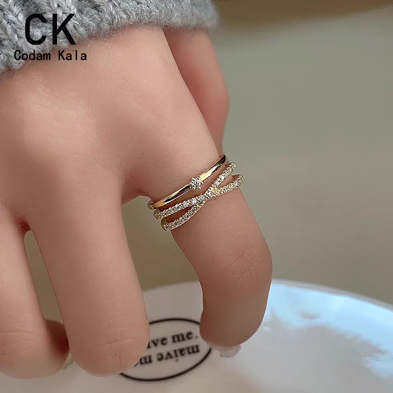 925银莫桑石戒指 玫瑰金叠带女戒