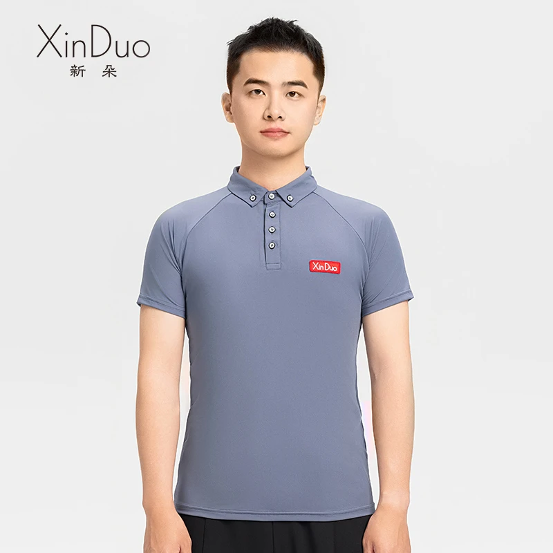 新朵国标舞上衣男士夏季新款短袖摩登舞服拉丁舞交谊舞练功POLO衫