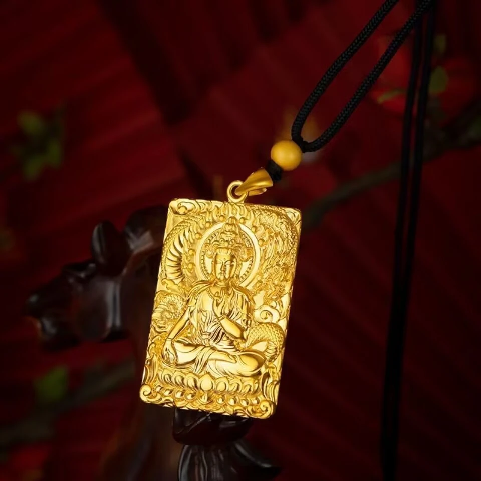 男士观音佛实心吊坠（带精编绳）