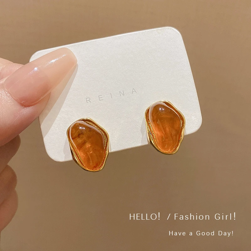 铜合金耳饰 A266复古色不规则设计感耳环女时尚气质个性百搭