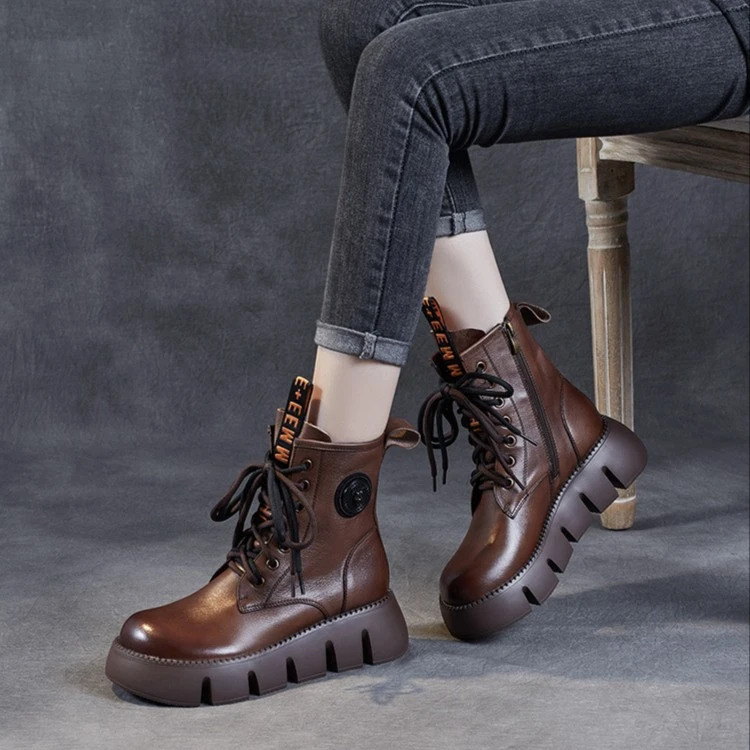 马丁靴女英伦风2023秋冬季新款款复古休闲百搭短靴厚底