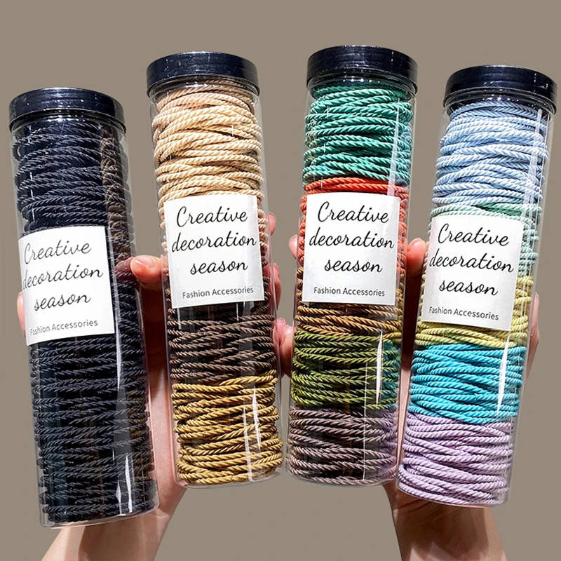 桶装100根~基础款无缝接发圈螺纹防滑头绳高马尾发绳不伤头发皮筋