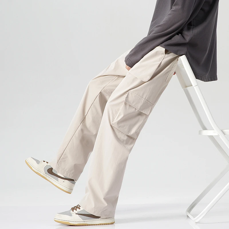2025春季新款男士大码百搭休闲大口袋工装裤中性潮流直筒阔腿裤男