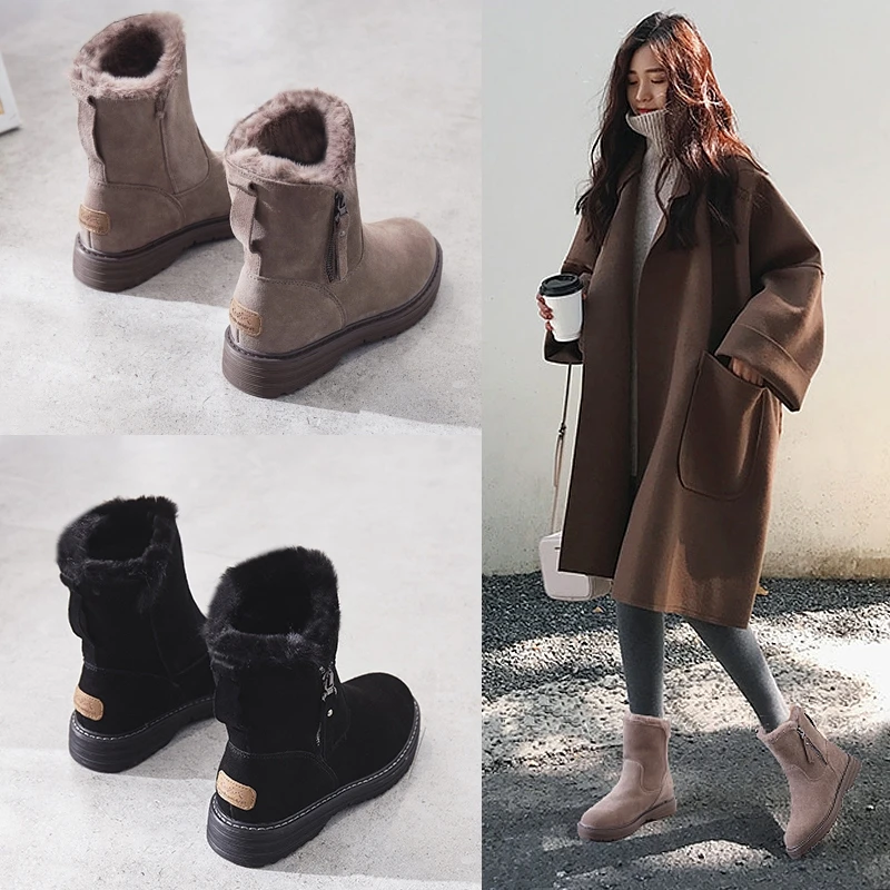 雪地靴女2023年秋冬季新款加绒加厚棉鞋防水防滑中筒皮