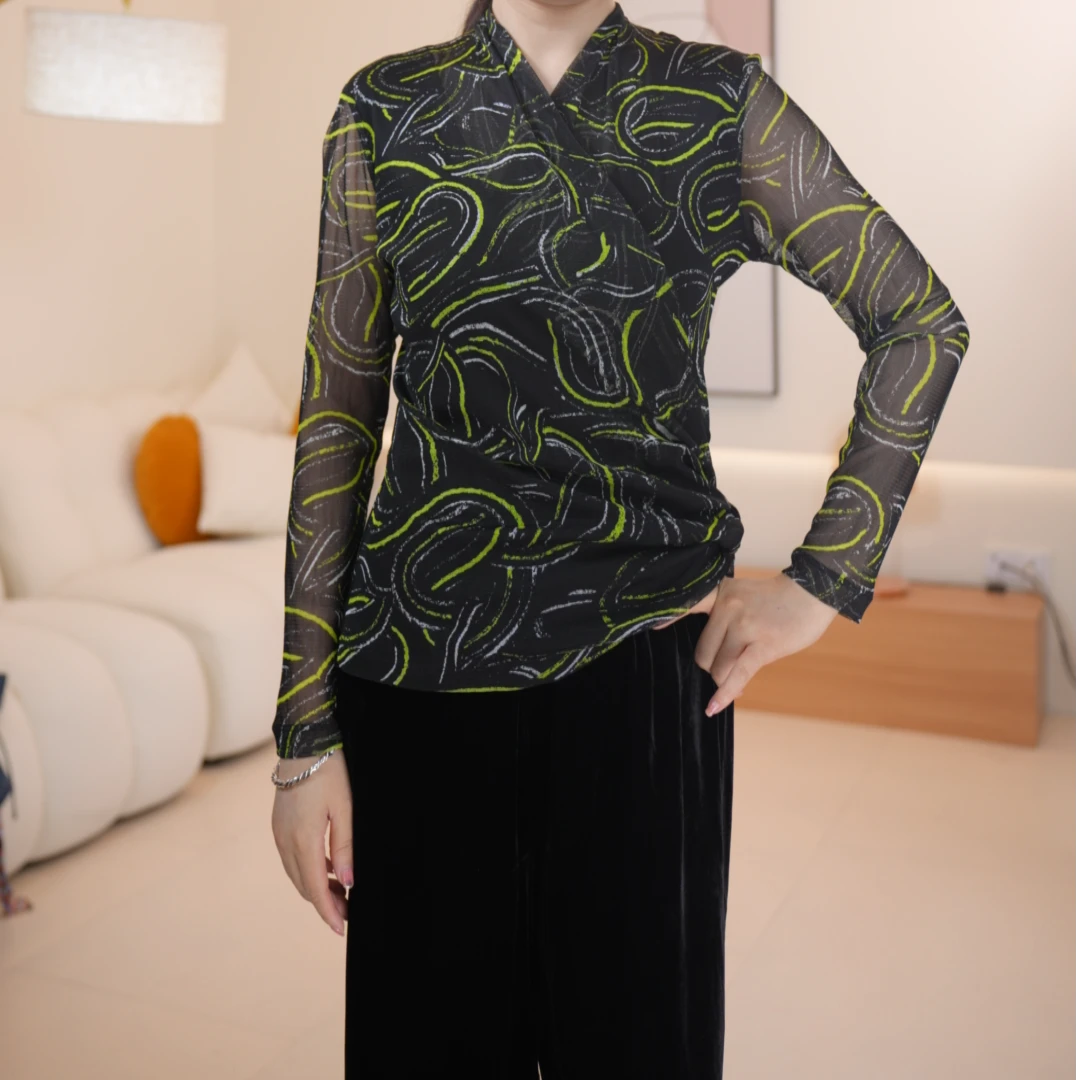 秋季新款 • 交叉领 桑蚕丝 100%纯针织桑蚕丝上衣