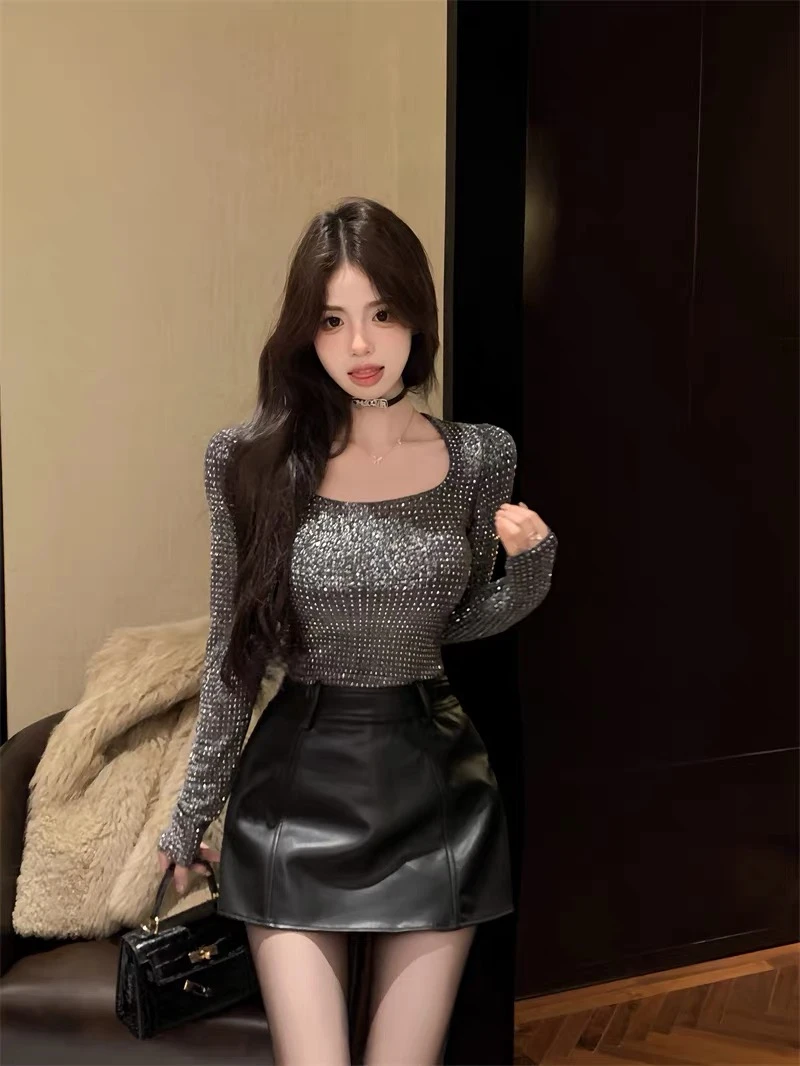 【清仓】【碎闪星河】重工方领打底衫2001