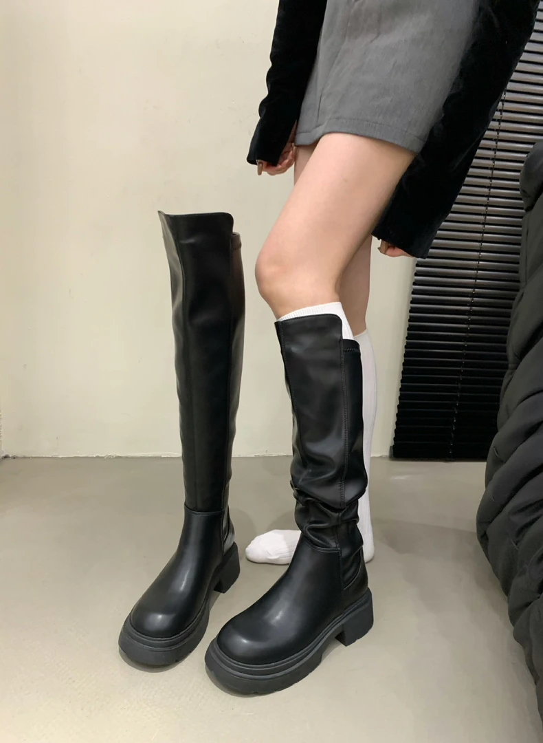 HEINA 复古过膝弹力靴8877-7
