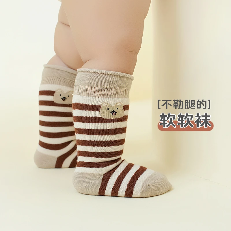 【秋上新】宝宝袜子春秋款无骨不勒腿婴儿中筒软软袜条纹穿搭小腿袜