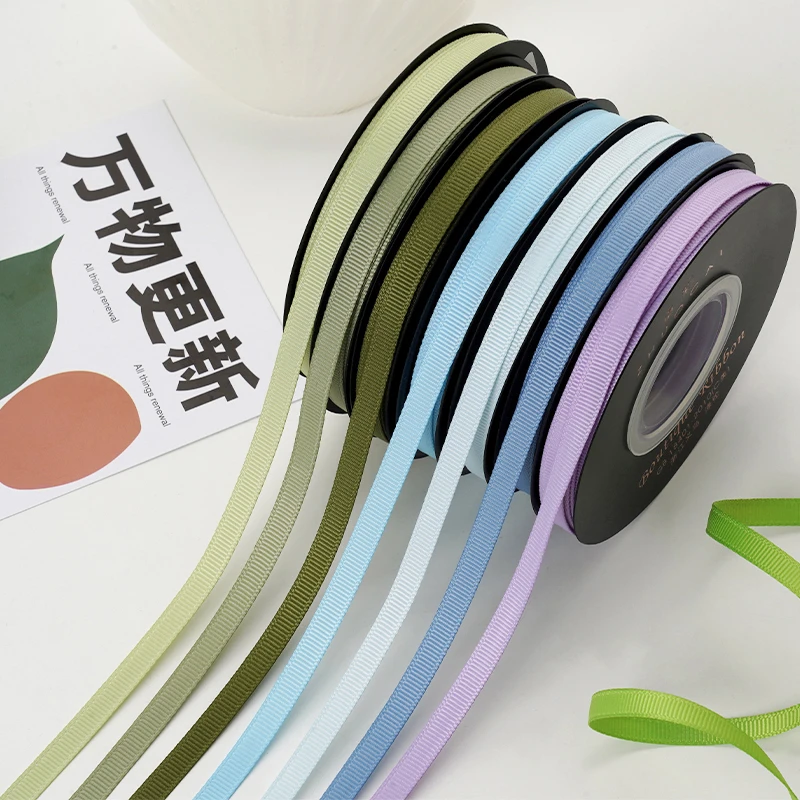 6毫米双面罗纹丝带涤纶织带礼物烘焙蛋糕包装绸带蝴蝶结绑发缎带