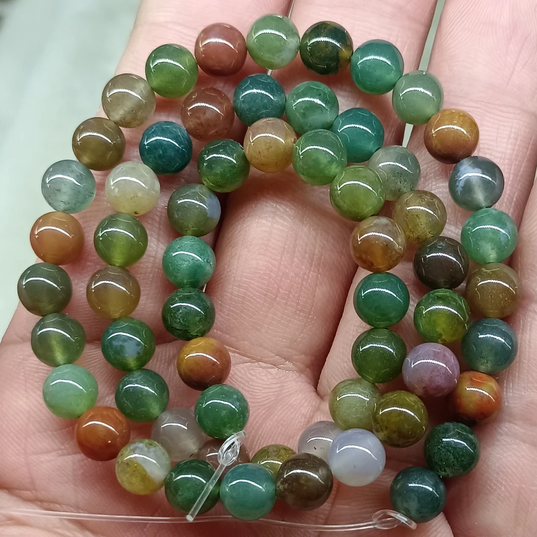 天然七彩玛瑙6毫米园珠女款时尚手链，多样性随机发一，配弹力绳