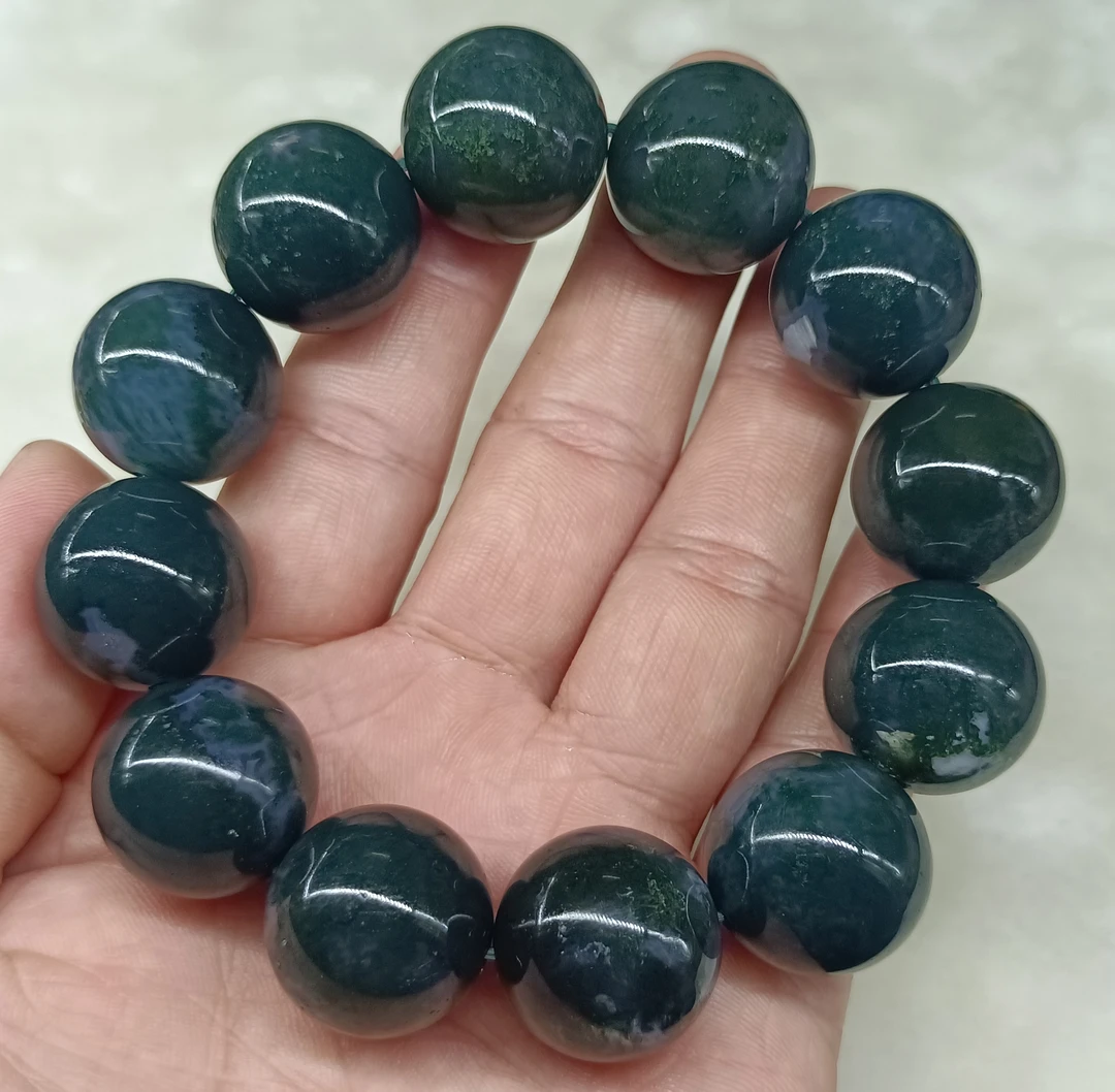 天然水草玛瑙20毫米男款时尚高档手串