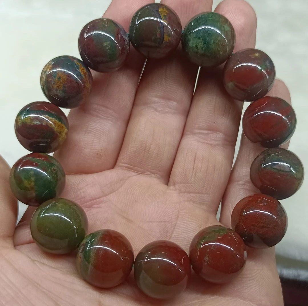 天然七彩玛瑙16毫米园珠男款高档手串