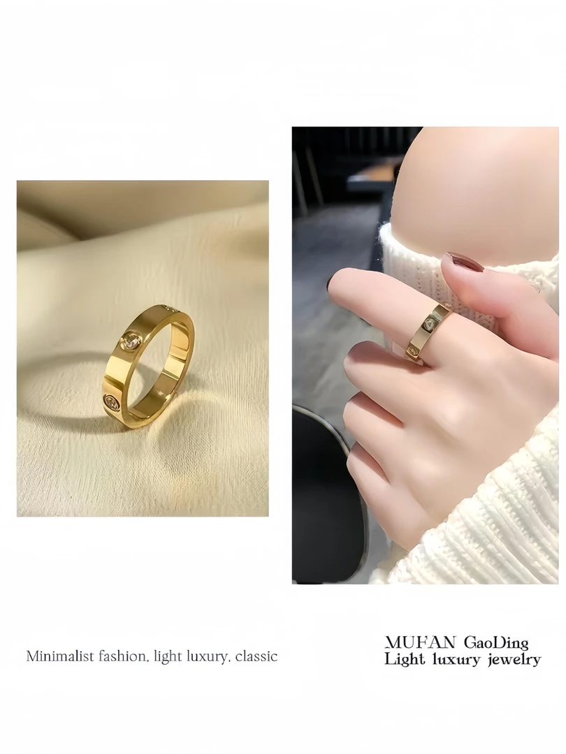 钛钢合成锆石戒指 MUFAN/幕梵 设计感  小众轻奢简约气质百搭戒指