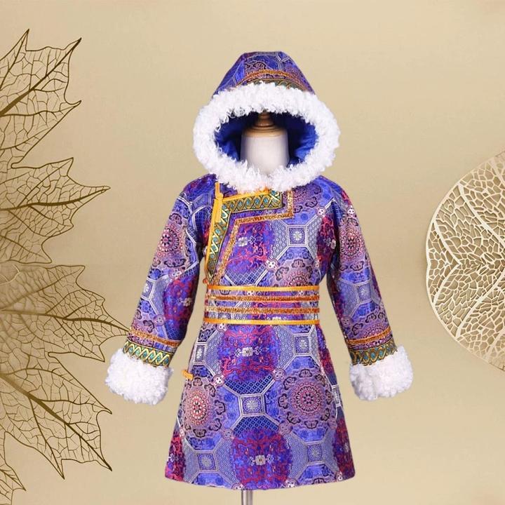 蒙古族儿童蒙古袍女孩民族风演出服冬季保暖加厚棉衣