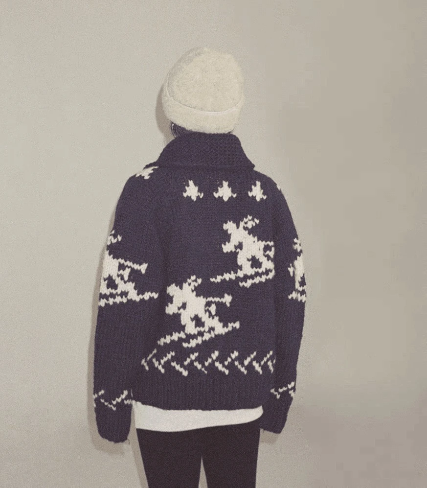 【黑蓝全羊毛】“100%羊毛handmade”纯手工黑蓝滑雪毛衣外套