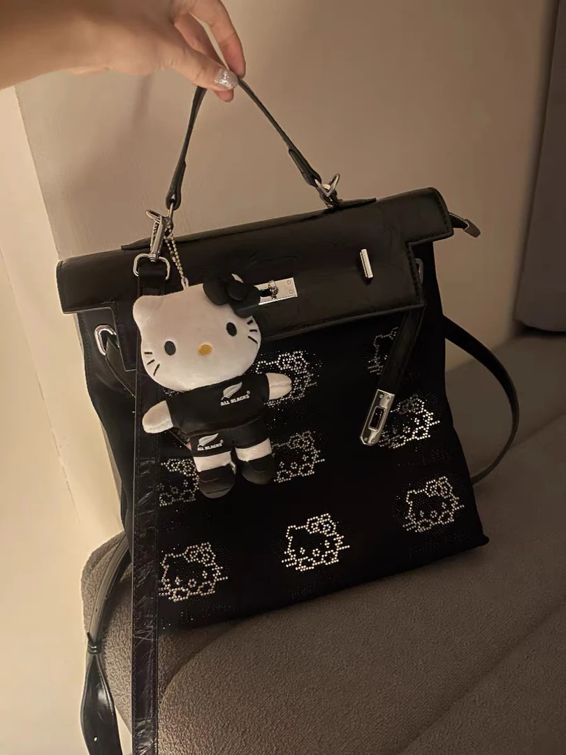 【Kitty包包】烫钻hello kitty凯莉双肩包可斜挎牛津布双肩包