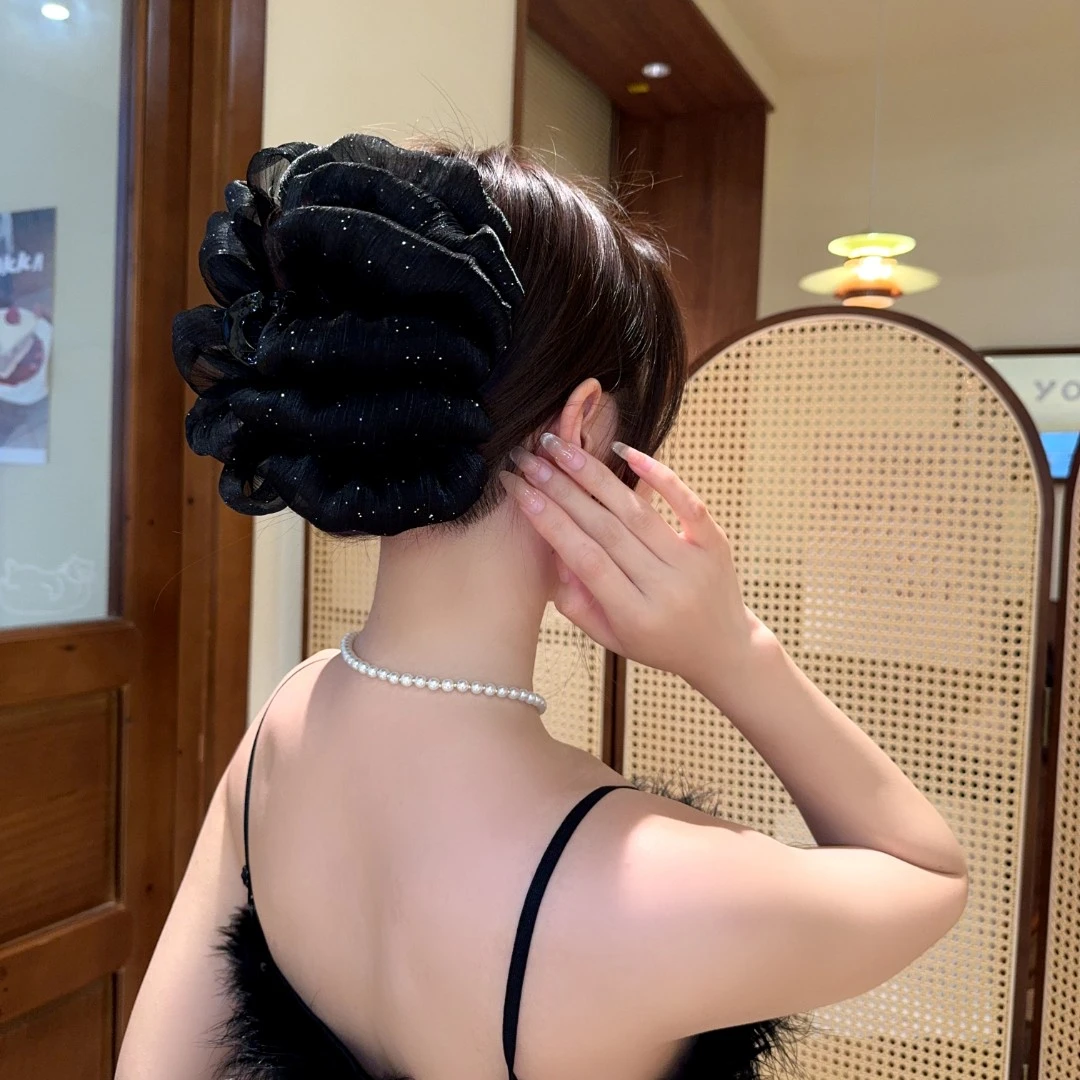 2024新款高档鲨鱼夹头饰发饰泡泡云朵抓夹后脑勺夹法式黑色......