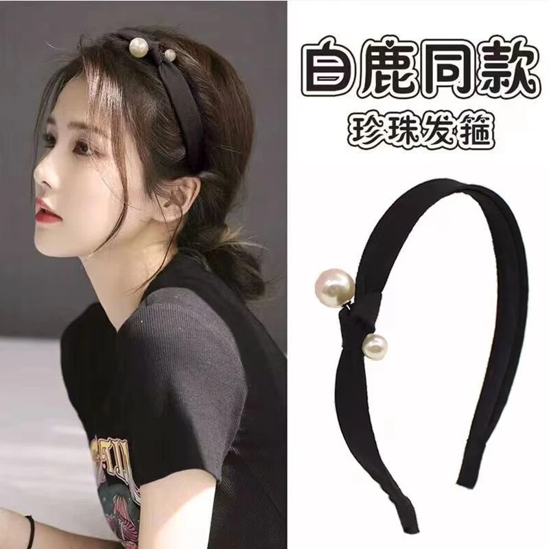 非金属布艺发饰 韩版黑色蝴蝶结打结发箍女细边简约百搭发饰发卡