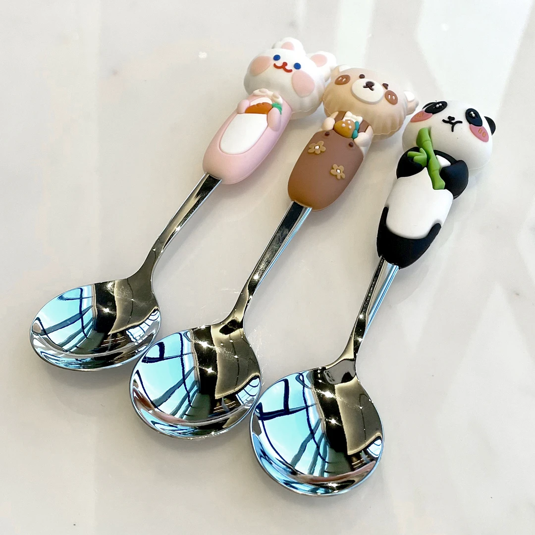 316不锈钢儿童勺子可爱卡通宝宝辅食吃饭专用饭勺食品级小勺子