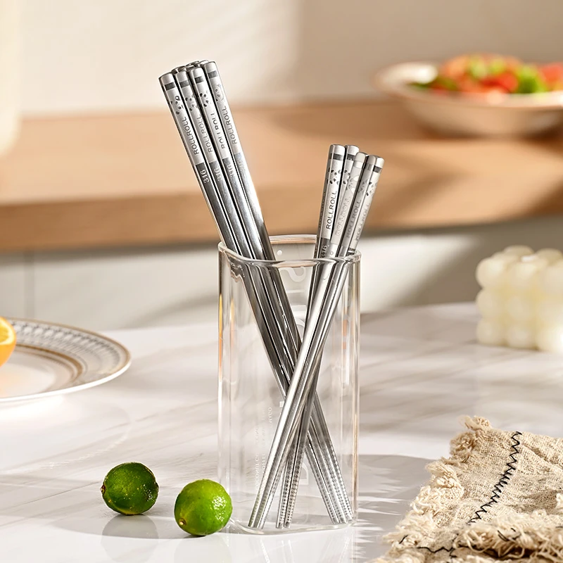 品品优抗菌食品级316L不锈钢不生锈筷子家庭专用金属高档防霉