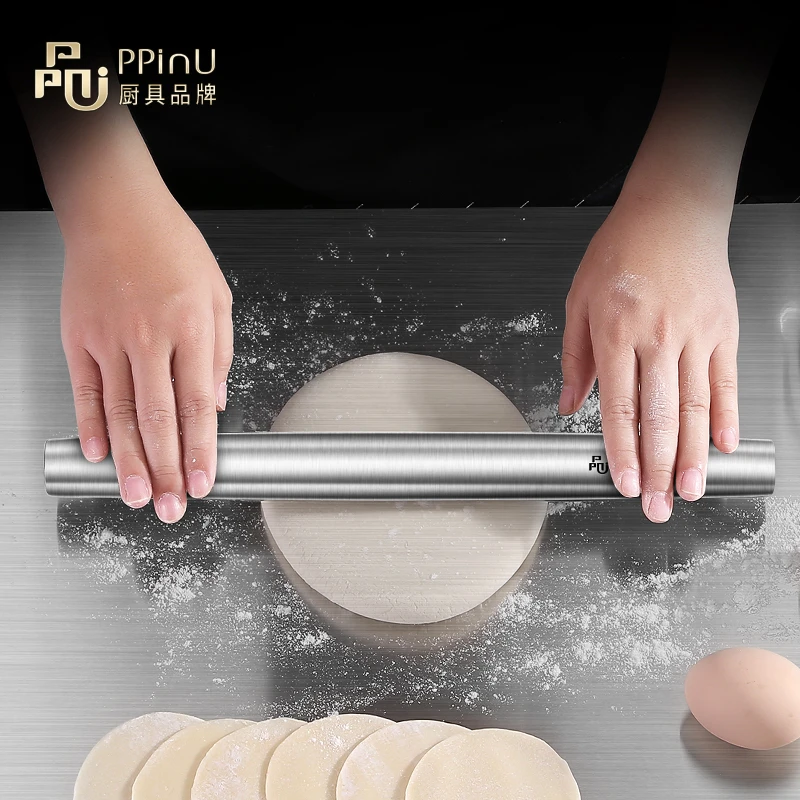 品品优擀面杖304不锈钢家用大号擀面棍烘焙杆神器赶饺子皮zb