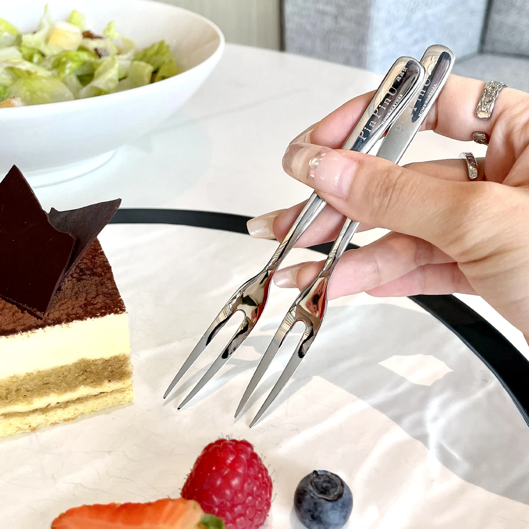 品品优水果叉316家用儿童吃甜品小蛋糕叉子水果签果插餐具zb