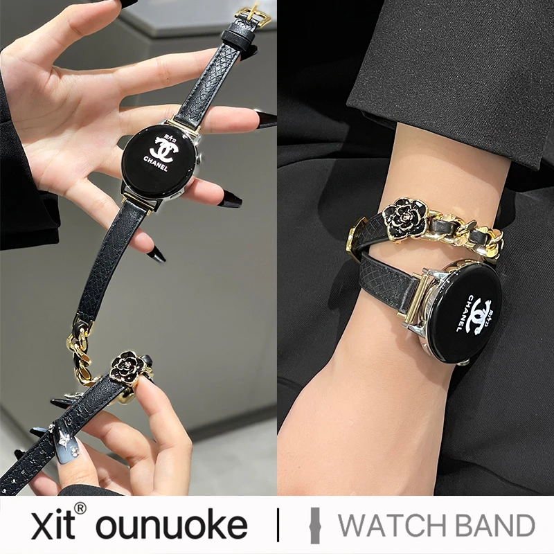 X-IT适用华为gt4手表带gt3pro山茶花watch4pro小香风41mm双圈表带