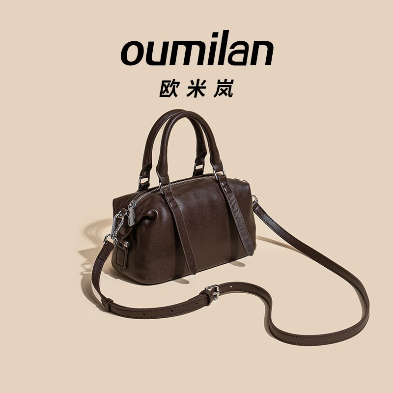 2024秋冬雅丹单肩斜挎包包女款百搭休闲牛皮植绒皮日常包包通勤