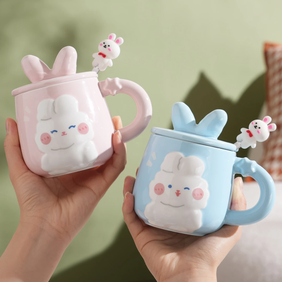 BAOJINGLIN/宝京霖网红兔子马克杯可爱兔陶瓷喝水杯情侣杯大容量
