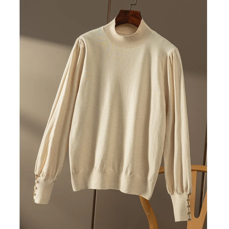 纯捡漏！福利巨实穿 半高领灯笼袖针织衫毛衣女春天家3P59 特