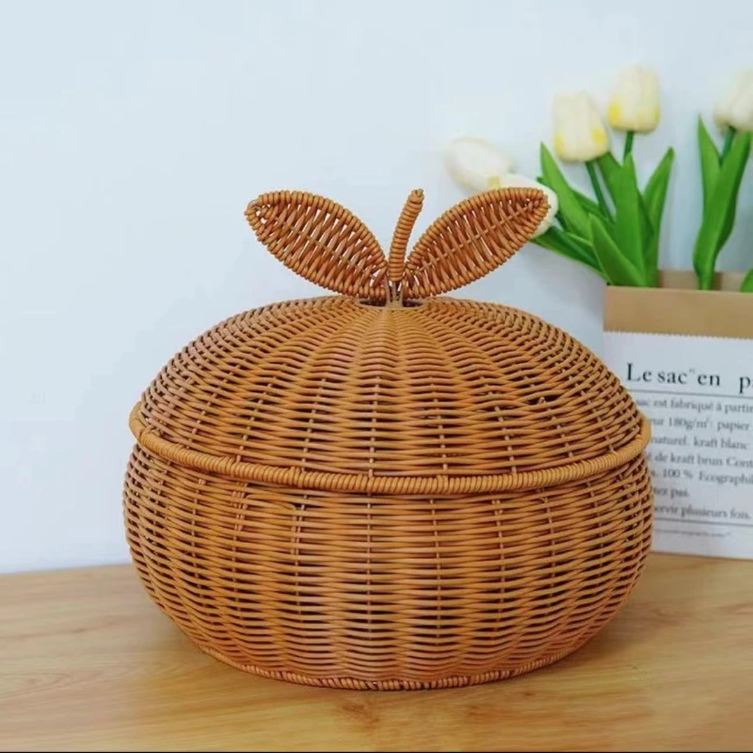 Z30手工编织苹果馒头框点心收纳筐26*24