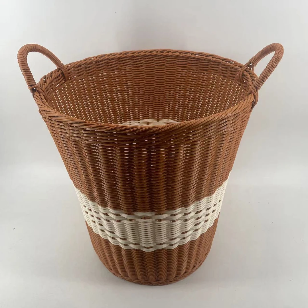 XDHJ3圆形加固脏衣篓纯双拼色纯手工编织