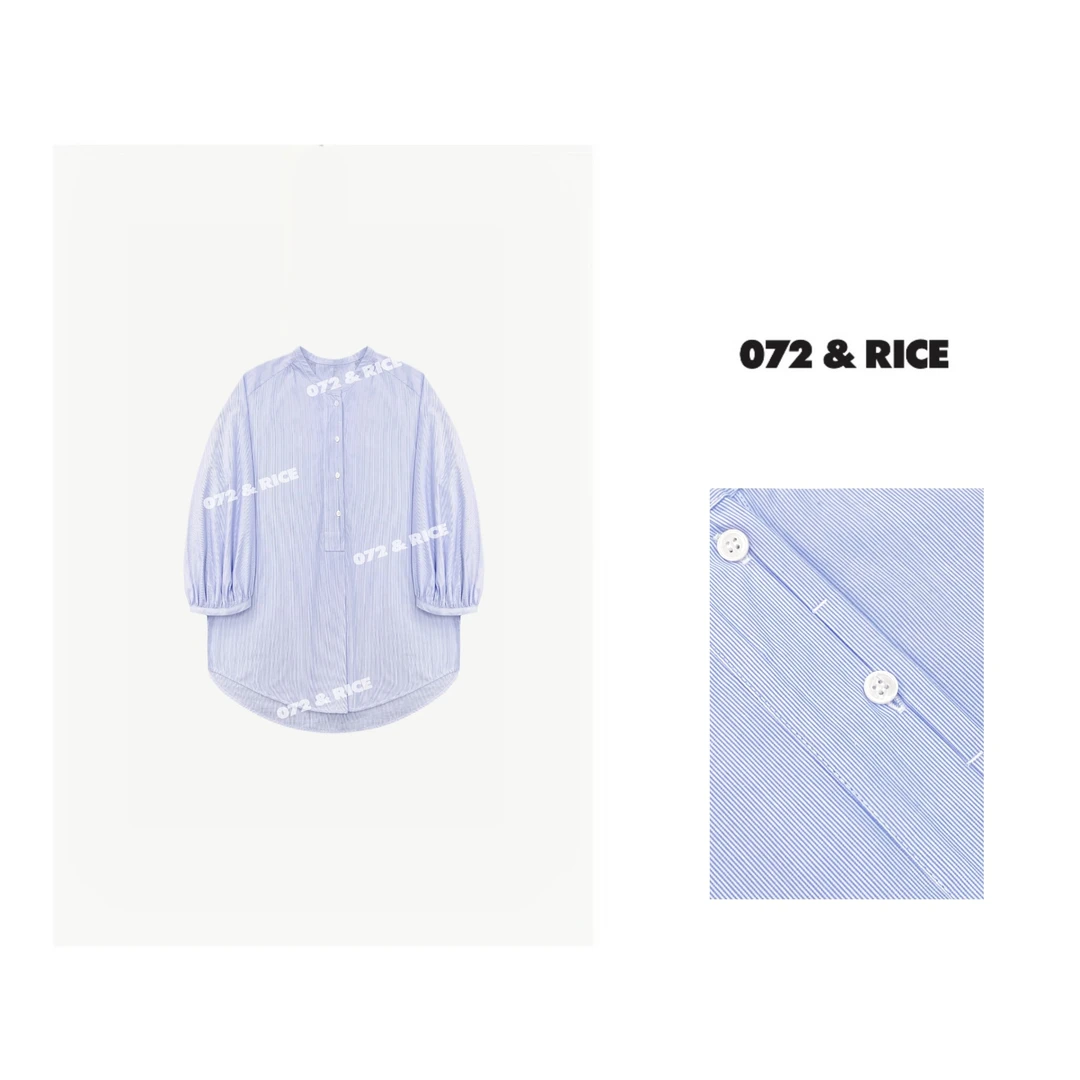 072 & RICE【晴空】100纯棉 春季休闲圆领长袖衬衫 24XB21