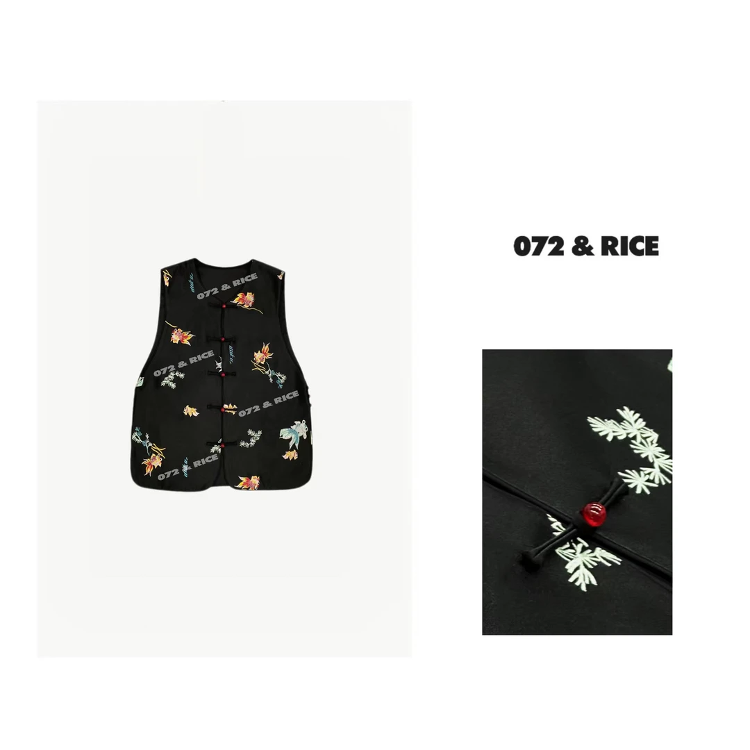 072 & RICE【锦鲤】春季休闲V领无袖新中式马甲 24SD3052 FF