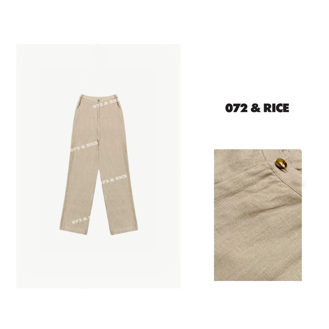072 & RICE【雅致裤】100亚麻 春夏休闲常规直筒七分裤 24KB04