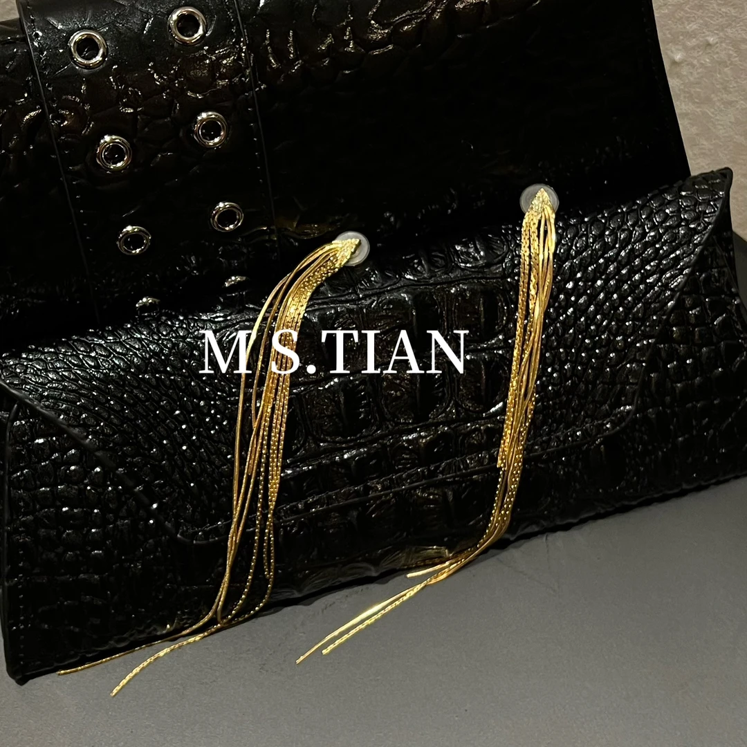 合金耳饰 新款  MS.TIAN  小众设计时尚简约气质轻奢长款流苏耳饰