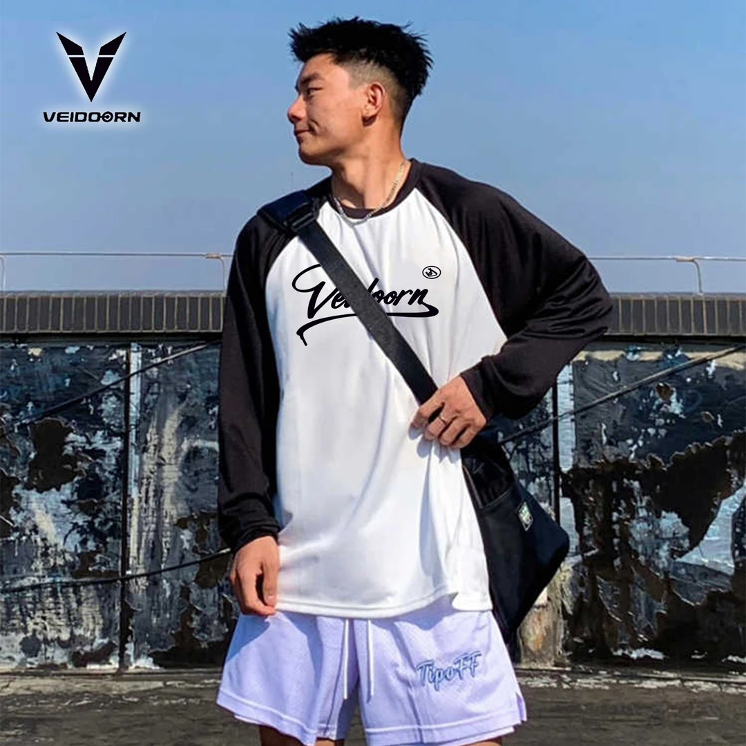 美式运动长袖T恤男插肩袖撞色篮球训练长袖投篮服跑步健身卫衣潮