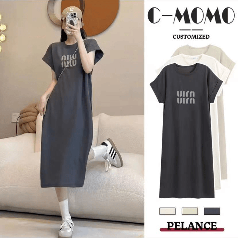 孕妇连衣裙夏季薄款2024新款宽松遮肚时尚印花T桖裙辣妈连衣裙女