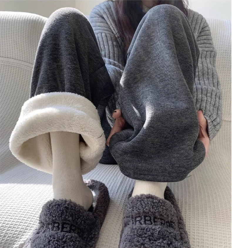 孕妇装2025高腰休闲裤直筒显瘦加绒阔腿裤休闲外穿糯米孕妇阔腿裤