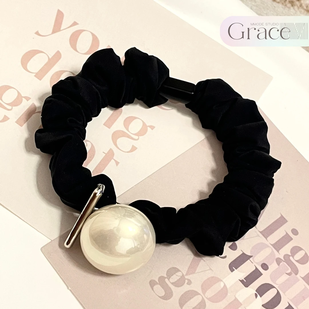 「日不落」韩国24夏季新款百搭气质发绳发圈肠圈简约时尚黑色