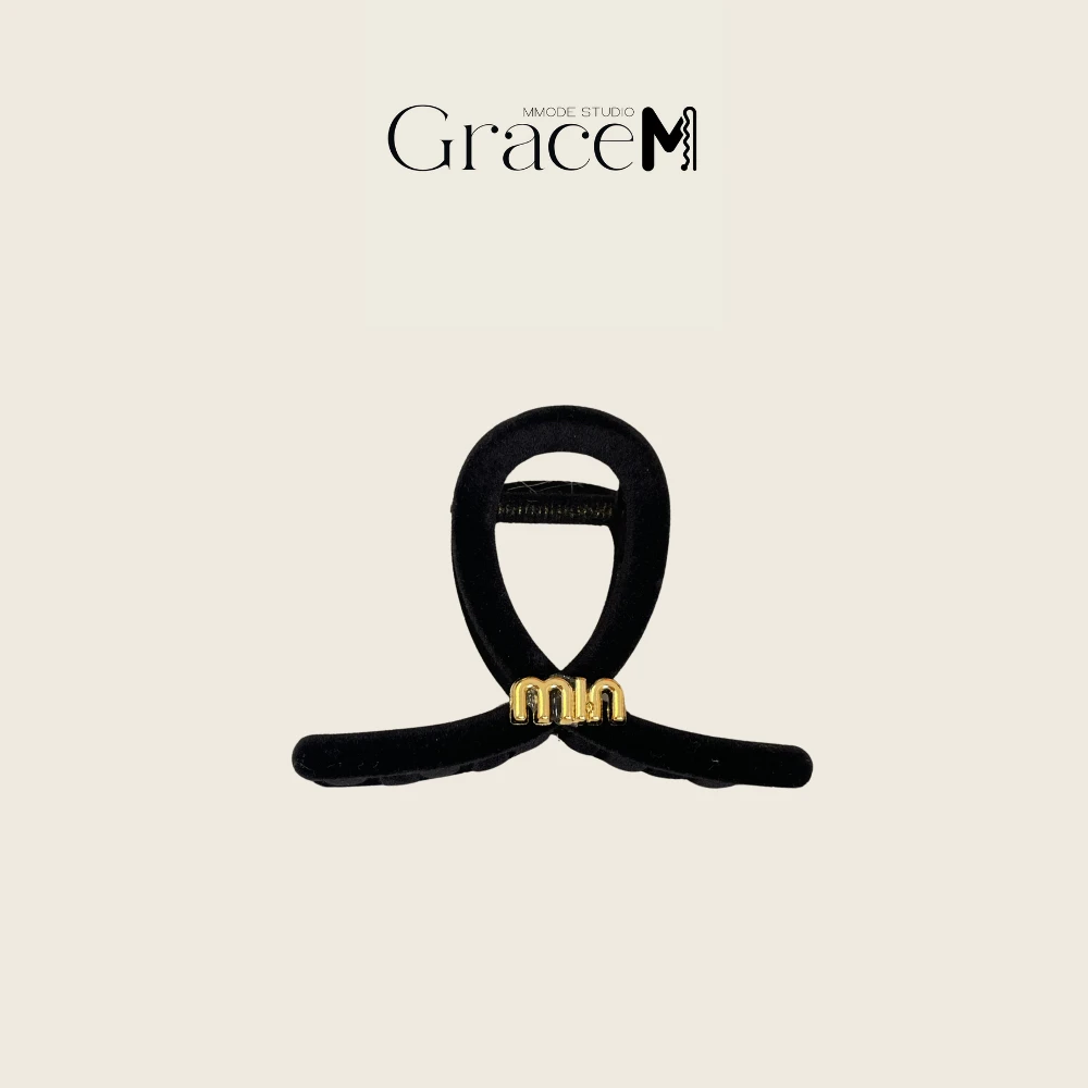 秋冬款黑色字母丝绒抓夹头饰新款后勺发夹鲨鱼夹