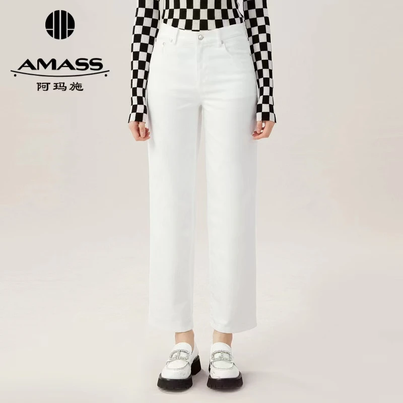 AMASS/阿玛施时尚休闲印花字母经典直筒牛仔老爹裤休闲裤5100470